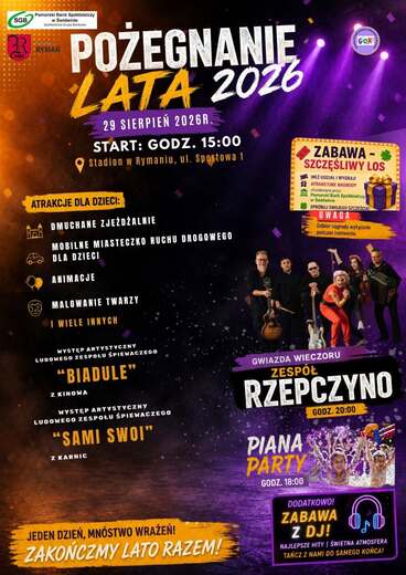 Pożegnanie Lata 2026 - Stadion Rymań 29.08.2026 r.