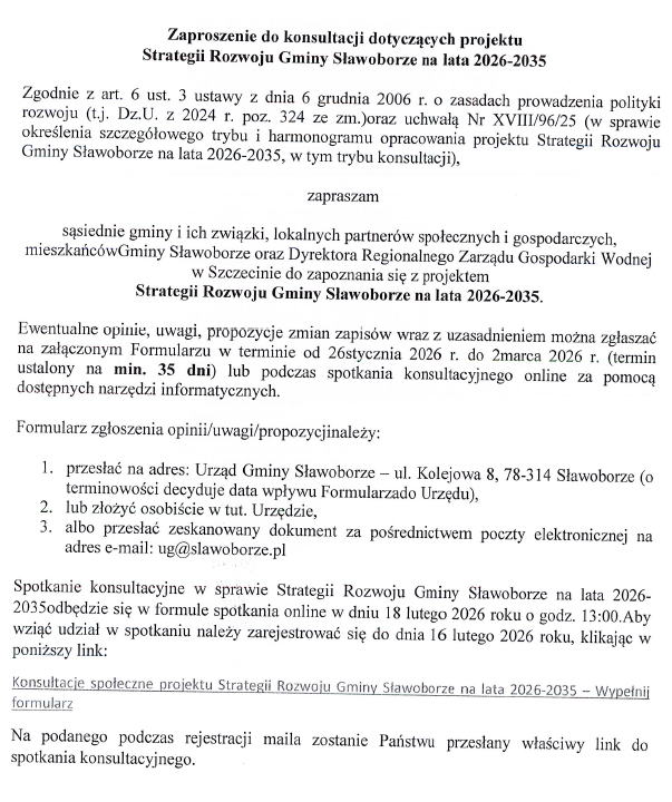 Strategia Rozwoju Gminy Sławoborze