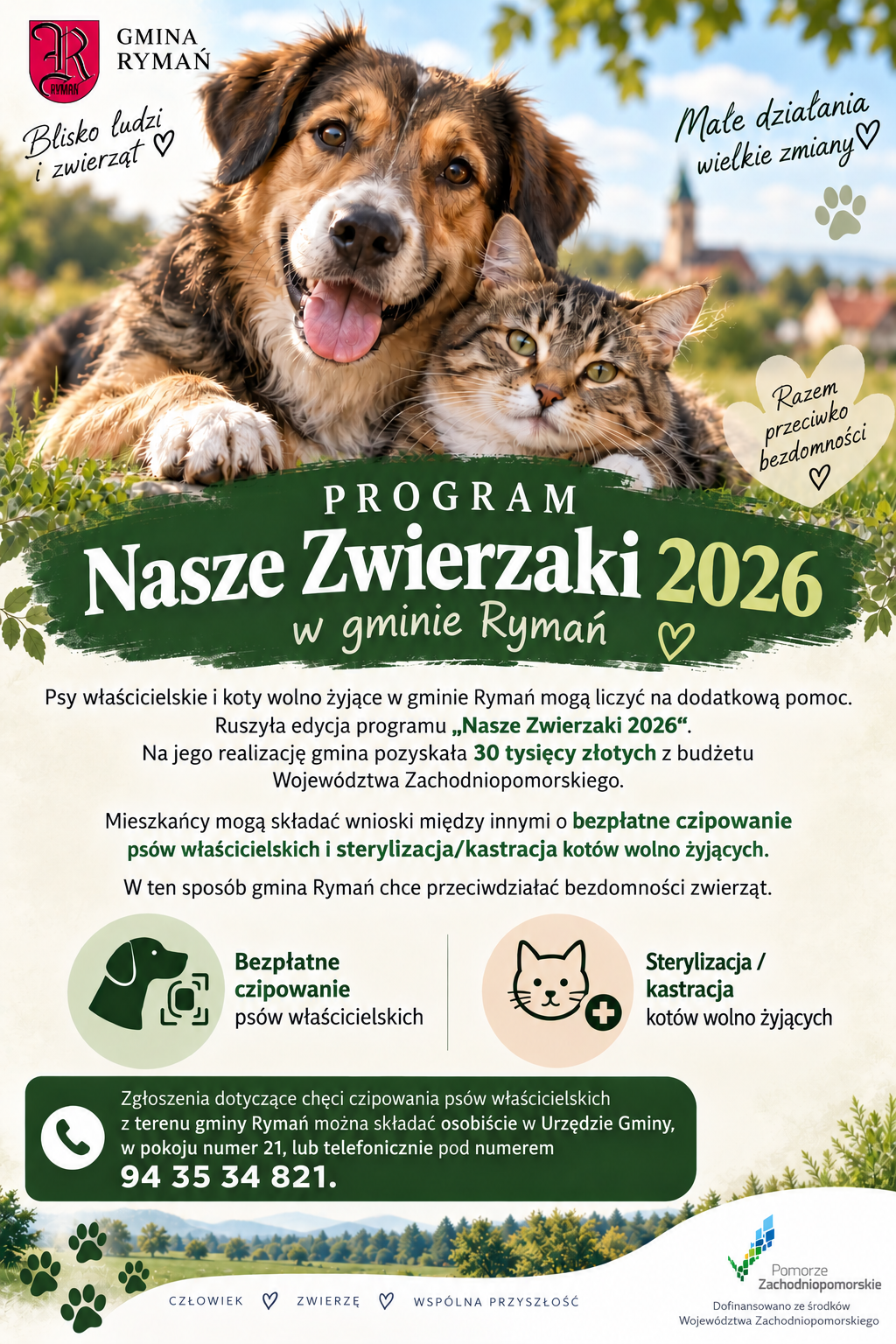 Program Nasze Zwierzaki 2026 w&nbsp;Gminie Rymań