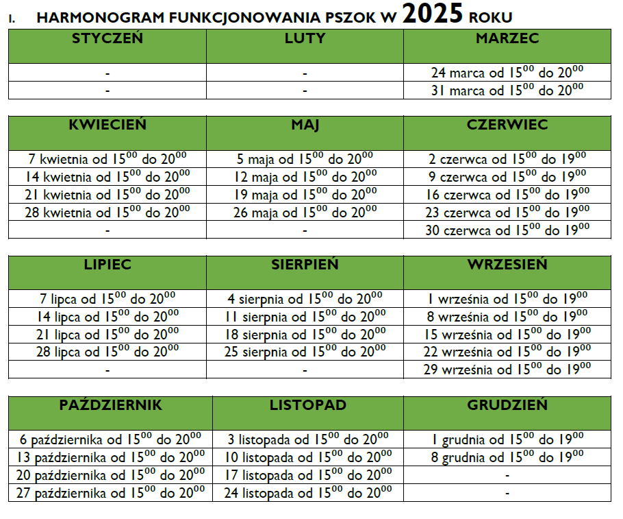 Harmonogram PSZOK 2025
